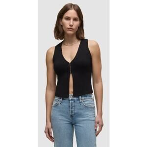 Hudson Collection Sleeveless V-Neck Sweater Black Size Medium